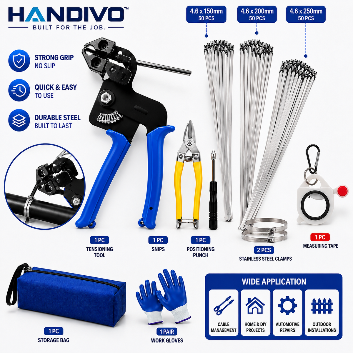 HANDIVO™ Stainless Steel Zip Tie Tool Kit