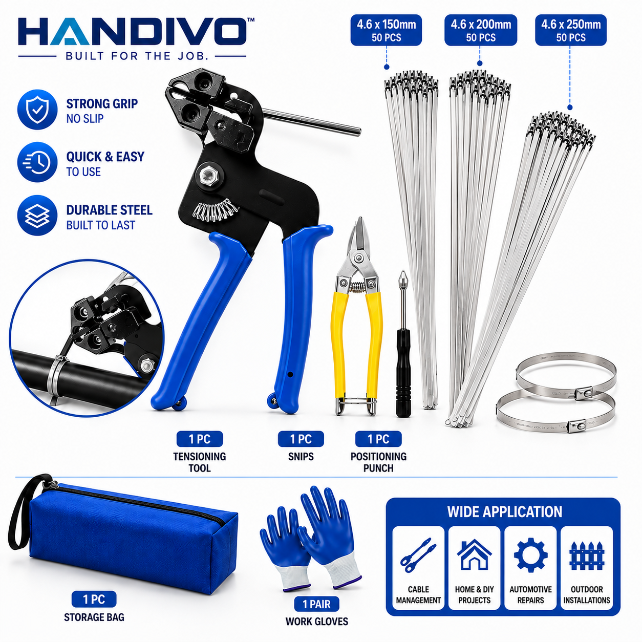 HANDIVO™ Stainless Steel Zip Tie Tool Kit